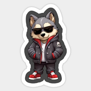 Hip pop style dog cool husky wearing sunglasses Sticker